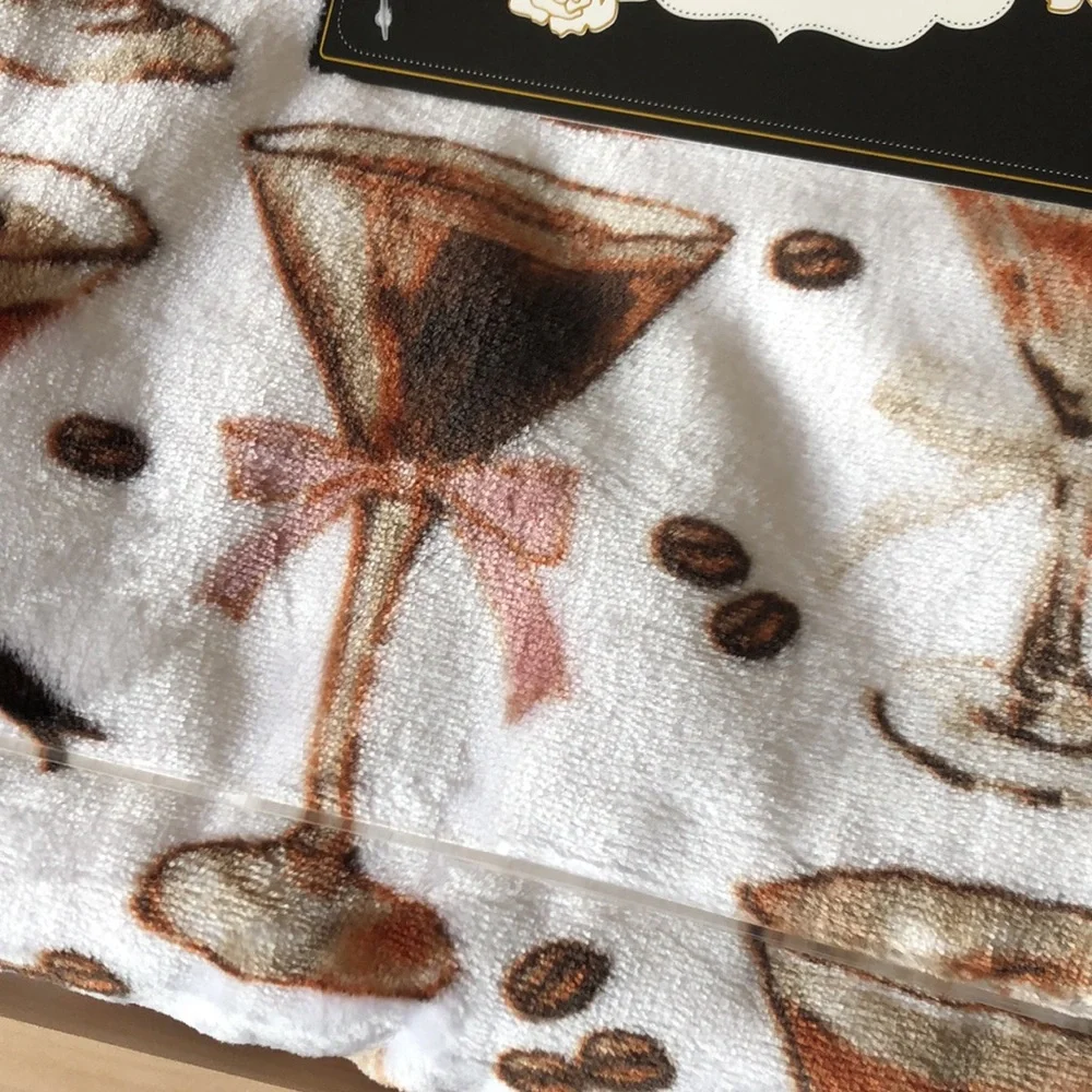 Espresso Martini Plush Throw Blanket - White & Brown Printed